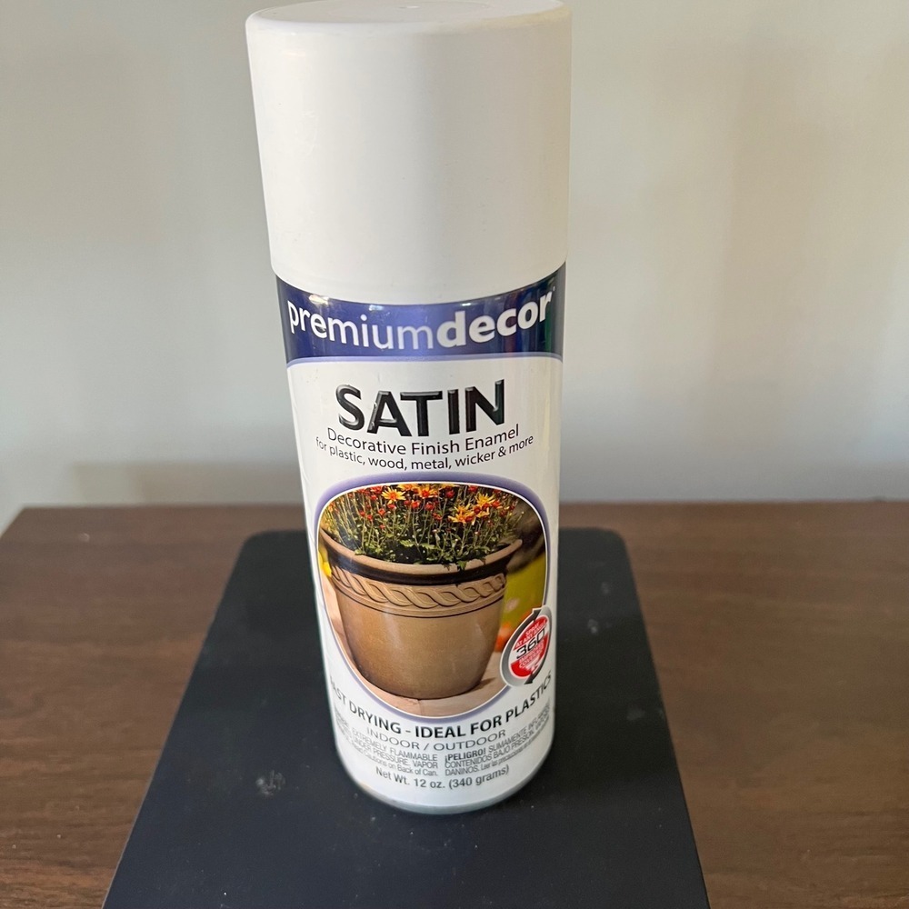 Premium Decor Satin White Decorative Finish Enamel Spray Paint 12oz PDS3 Fast Dr